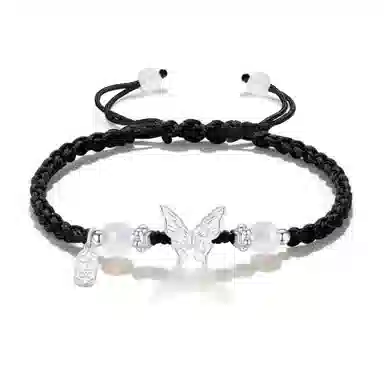 饰伴 国潮甜美在逃公主蝴蝶新中式温柔少女心森系 可调节转运上岸清冷感国风编织 琉璃 手链 男女同款情侣款