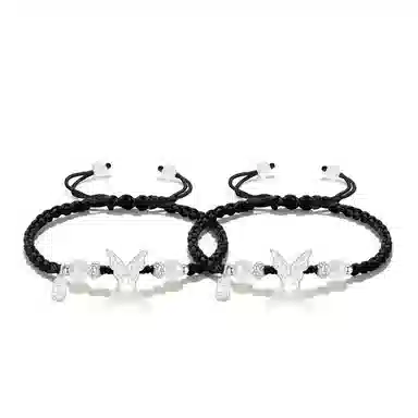 饰伴 国潮甜美在逃公主蝴蝶新中式温柔少女心森系 可调节转运上岸清冷感国风编织 琉璃 手链 男女同款情侣款