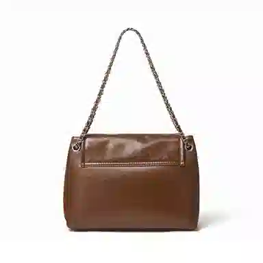 红蜻蜓 时尚复古设计小众裂纹链条简约通勤百搭款 牛皮 斜挎包 常规 女款 焦糖色/经典黑