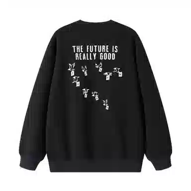 兔先森 无性别主义字母个性印花时尚潮牌圆领套头美式重磅宽松百搭长袖卫衣 男女同款