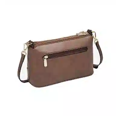 老人头 包包女士复古百搭通勤中年妈妈款简约实用大气 牛皮拼合成革 单肩斜挎包 小号 女款 啡色