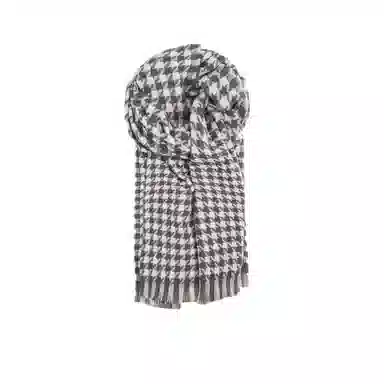 梦特娇 秋季薄款千鸟格流苏 仿羊绒 绒线围巾 男女同款情侣款