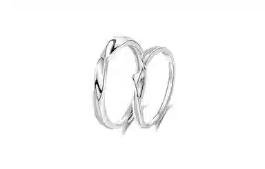 牧言 冷淡风简约小众设计高级感 褶皱素圈水滴交织对戒可调节指环 合金 莫比乌斯戒指 男女同款情侣款