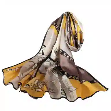 上海故事 青春素绉缎花漾郁金 桑蚕丝 丝巾 女款 礼盒装