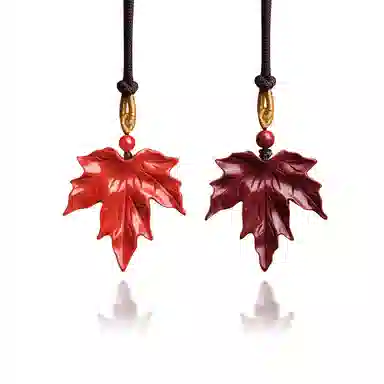 谧月珠宝 新中式古风枫叶优雅国风复古 再造辰砂朱砂 吊坠 男女同款情侣款