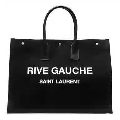 Saint Laurent YSL Logo Cotton Tote Large Black