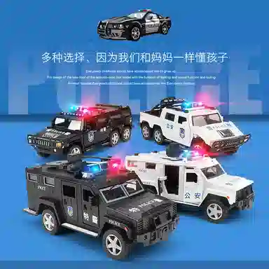 卡威 警察车 合金 回力车门可开灯光音效 成品模型