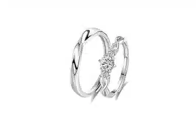 牧言 冷淡风简约小众设计高级感 光面交织素圈对戒可调节指环 合金 莫比乌斯环戒指 男女同款情侣款