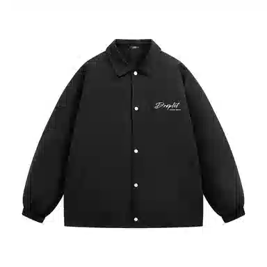 三体 水滴系列 简约字母印花美式宽松保暖百搭纯色基础款防风防水防寒加厚复古立领开衫潮牌面包服外套柔软舒适棉服 男女同款