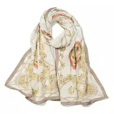 上海故事 青春素绉缎花漾郁金 桑蚕丝 丝巾 女款 礼盒装