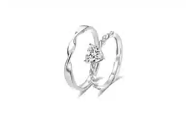 牧言 冷淡风简约小众设计高级感 褶皱素圈水滴交织对戒可调节指环 合金 莫比乌斯戒指 男女同款情侣款