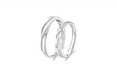 牧言 冷淡风简约小众设计高级感 光面素圈莫比乌斯镂空心形缠绕对戒可调节指环 合金 爱心交织戒指 男女同款情侣款
