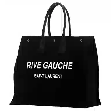Saint Laurent YSL Logo Cotton Tote Large Black