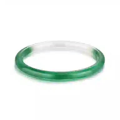 梦金园 细圆条青绿色清新淡雅叮当镯 冰透半山半水新中式国潮风  玛瑙 手镯 女款