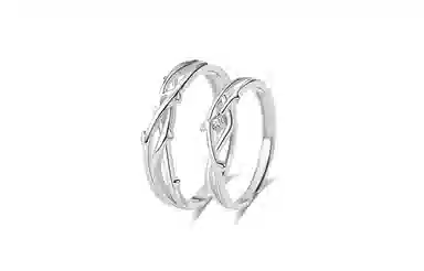 牧言 冷淡风简约小众设计高级感 光面镂空交织素圈对戒可调节指环 合金 荆棘藤蔓戒指 男女同款情侣款