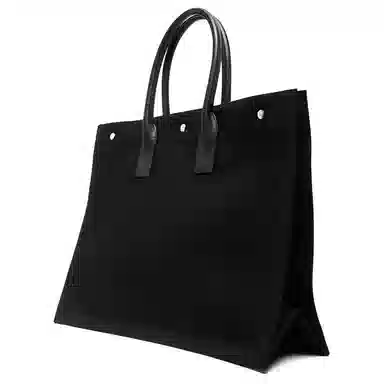 Saint Laurent YSL Logo Cotton Tote Large Black