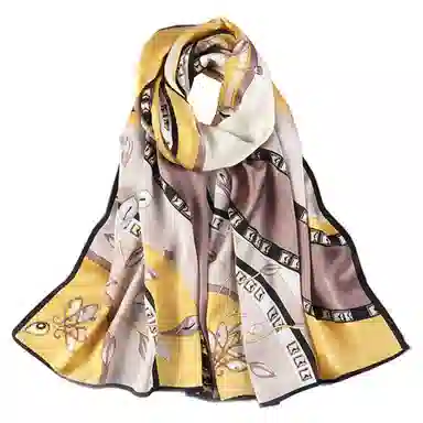 上海故事 青春素绉缎花漾郁金 桑蚕丝 丝巾 女款 礼盒装