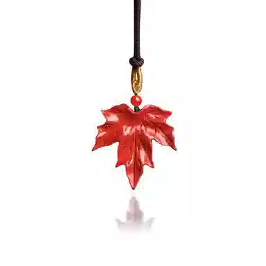 谧月珠宝 新中式古风枫叶优雅国风复古 再造辰砂朱砂 吊坠 男女同款情侣款