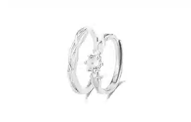 牧言 冷淡风简约小众设计高级感 光面镂空交织素圈对戒可调节指环 合金 缠爱青丝戒指 男女同款情侣款