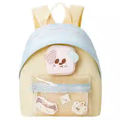 音魅 潮流个性百搭 织物 双肩包 女款 白色/黄色