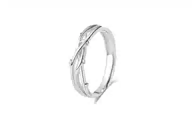 牧言 冷淡风简约小众设计高级感 光面镂空交织素圈对戒可调节指环 合金 荆棘藤蔓戒指 男女同款情侣款