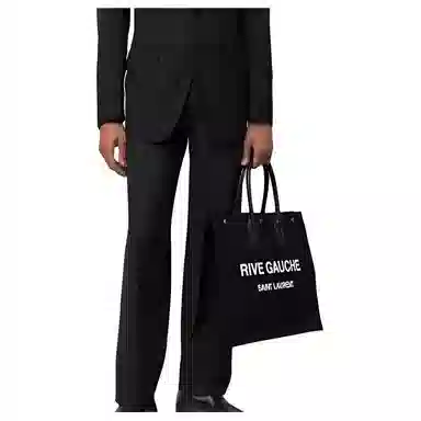 Saint Laurent YSL Logo Cotton Tote Large Black