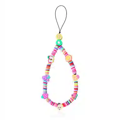 山一丸 珍珠笑脸软陶 水果五角星手机防丢挂绳 亚克力 手机链 男女同款情侣款