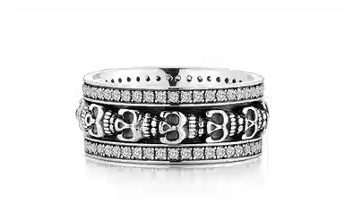 IDEAGEMER Silver Skull Ring