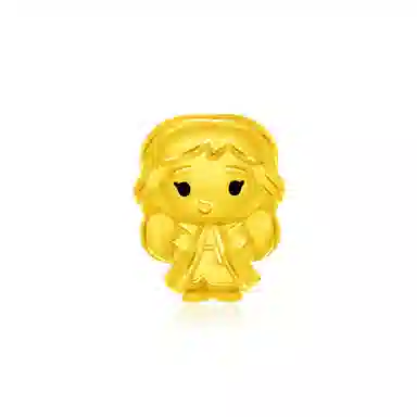 周大福 迪士尼系列冰雪奇缘安娜公主转运珠不含绳 足金 一口价 黄金吊坠 男女同款情侣款