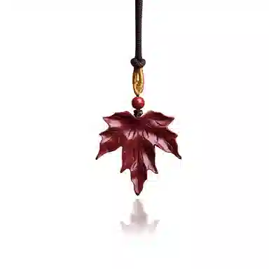 谧月珠宝 新中式古风枫叶优雅国风复古 再造辰砂朱砂 吊坠 男女同款情侣款