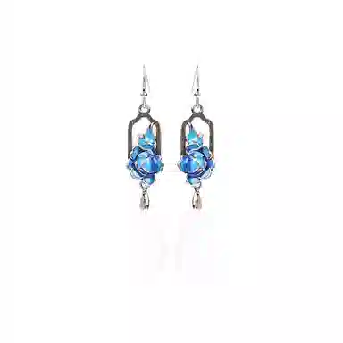 彤彤兔 国潮古风兰花 简约轻奢 铜 耳环 女款