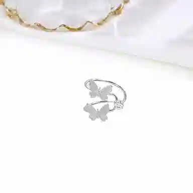迎百宝 蝶舞纷飞 蝴蝶萦绕无耳洞福音气质高级感 小众设计拉丝工艺本命年转运蝴蝶 合金 耳夹 男女同款情侣款