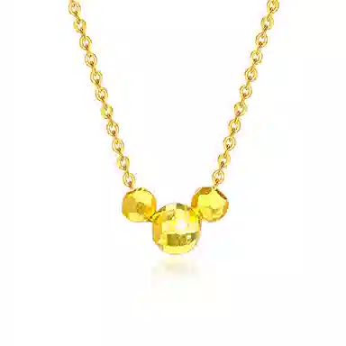 六桂福珠宝 黄金蹦迪珠转运珠 小众轻奢锁骨链  高级感小众 足金 黄金项链 女款