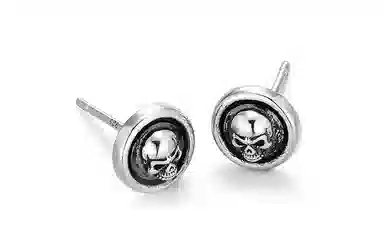 IDEAGEMER Silver Skull Earrings