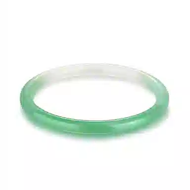 梦金园 细圆条青绿色清新淡雅叮当镯 冰透半山半水新中式国潮风  玛瑙 手镯 女款