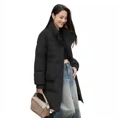 鸭鸭 韩版立领中长款加厚宽松休闲保暖羽绒服 女款
