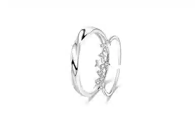 牧言 冷淡风气质简约小众设计高级感 光面立体素圈花朵星星对戒可调节指环 合金 莫比乌斯山茶花戒指 男女同款情侣款