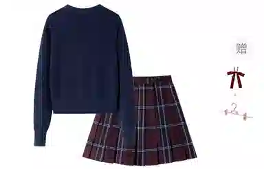 东鲸岁时记 学院风徽章毛衣收腰修身伯克利半身裙套装制服 女款