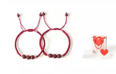 白卷 好运手链 手工编织 朱砂 聚酯纤维 手链 男女同款情侣款