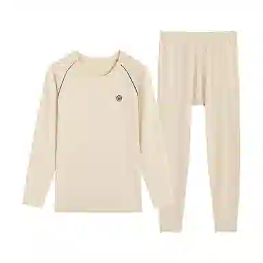 贴身领域 纯棉时尚可外穿圆领抗菌长袖秋衣秋裤打底衫青少年青年保暖内衣套装 男款