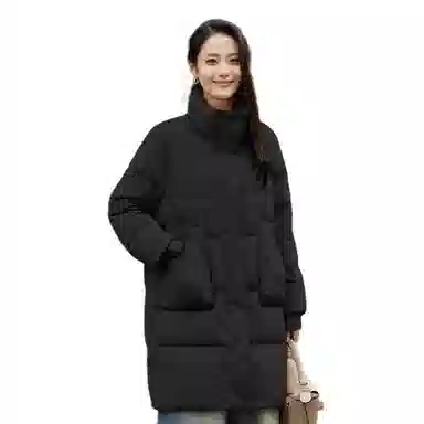 鸭鸭 韩版立领中长款加厚宽松休闲保暖羽绒服 女款
