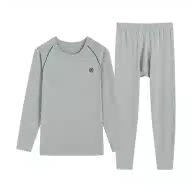 贴身领域 纯棉时尚可外穿圆领抗菌长袖秋衣秋裤打底衫青少年青年保暖内衣套装 男款