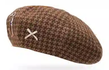 优幽兰 高级感小众千鸟格韩版显脸小八角帽大头围设计感加厚冷帽防风防寒保暖护耳 甜美可爱 贝雷帽 女款