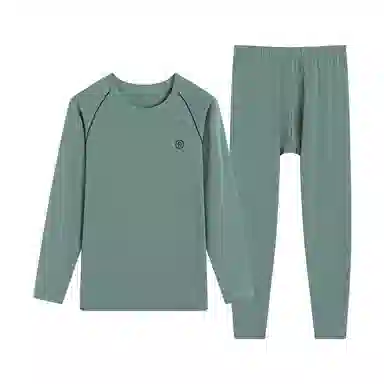 贴身领域 纯棉时尚可外穿圆领抗菌长袖秋衣秋裤打底衫青少年青年保暖内衣套装 男款