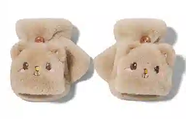 优幽兰 半露指可爱毛绒防风防寒户外骑车保暖加厚露指可翻盖 设计感卡通学生穿搭护手 绒线手套 女款