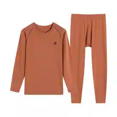 贴身领域 纯棉时尚可外穿圆领抗菌长袖秋衣秋裤打底衫青少年青年保暖内衣套装 男款