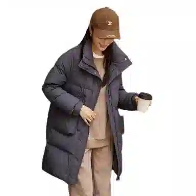 鸭鸭 韩版立领中长款加厚宽松休闲保暖羽绒服 女款