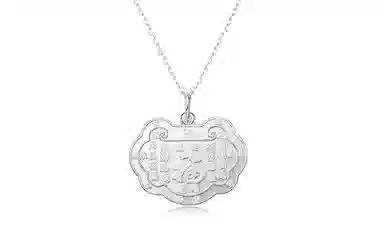 曼卡龙  百福锁 小众设计 民族风国风高级感 银 吊坠 儿童款