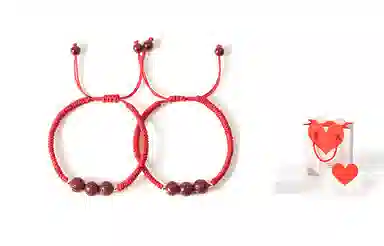 白卷 好运手链 手工编织 朱砂 聚酯纤维 手链 男女同款情侣款