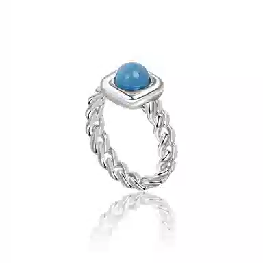 黑鱼岛 甜蜜糖果 多巴胺 蓝色 玻璃铜 戒指 女款 送女生